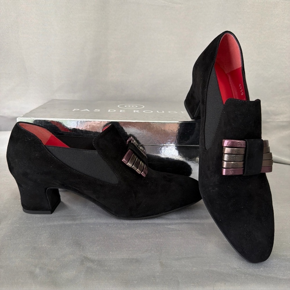 Pas De Rouge Viola Loafers‎ Women’s US 8/ EU 39 Black Metallic Detail